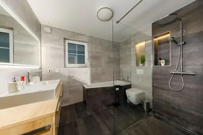 Ein Badezimmer in der Unterkunft Ferienhaus am Wald