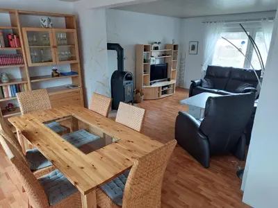 Ein Sitzbereich in der Unterkunft Einfamilienhaus Blick zum Rammelsberg