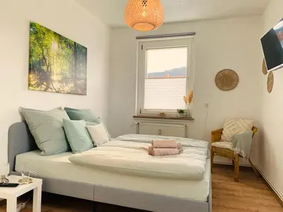 Ein Sitzbereich in der Unterkunft Ferienwohnung Hexenlandeplatz