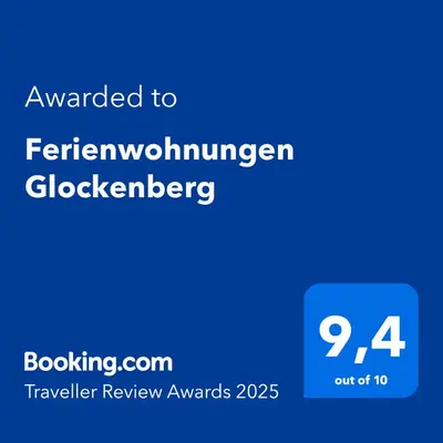 Ein Zertifikat, Auszeichnung, Logo oder anderes Dokument, das in der Unterkunft Ferienwohnungen Glockenberg ausgestellt ist