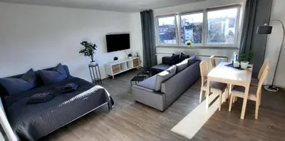 Ein Sitzbereich in der Unterkunft Apartment Horizont