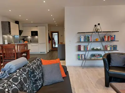 Küche/Küchenzeile in der Unterkunft Ferienwohnung Penthouse Wolke 16 mit Schwimmbad und Saunanutzung