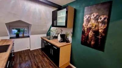 Küche/Küchenzeile in der Unterkunft Harzperle Quedlinburg Ferienwohnung 41m²