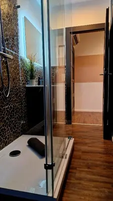 Ein Badezimmer in der Unterkunft Harzperle Quedlinburg Ferienwohnung 41m²