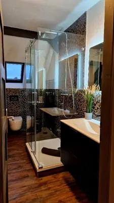 Ein Badezimmer in der Unterkunft Harzperle Quedlinburg Ferienwohnung 41m²
