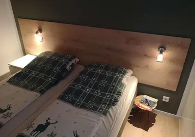 Ein Bett oder Betten in einem Zimmer der Unterkunft Apartment Harzblick - Traumaussicht & Schwimmbad