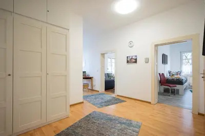 Ein Sitzbereich in der Unterkunft Appartement am Westerntor I