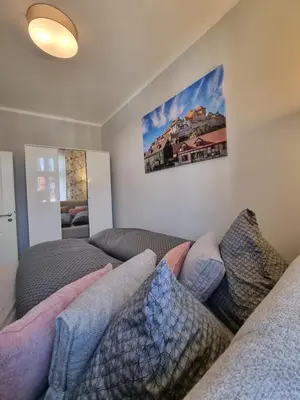 Ein Bett oder Betten in einem Zimmer der Unterkunft Fewo Mathilde