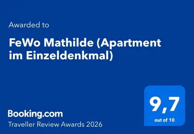 Ein Zertifikat, Auszeichnung, Logo oder anderes Dokument, das in der Unterkunft Fewo Mathilde ausgestellt ist