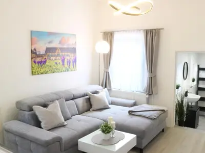 Ein Sitzbereich in der Unterkunft Heimat Goslar Apartments 