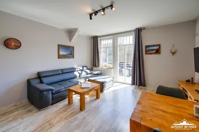 Ein Sitzbereich in der Unterkunft Auszeit-im-Harz Haus 1 Wohnung Schnarcherklippe