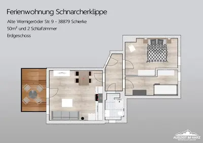 Grundriss der Unterkunft Auszeit-im-Harz Haus 1 Wohnung Schnarcherklippe