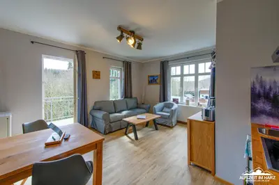 Ein Sitzbereich in der Unterkunft Auszeit-im-Harz Haus 1 Wohnung Wurmberg