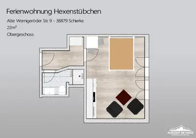 Grundriss der Unterkunft Auszeit-im-Harz Haus 1 Wohnung Hexenstübchen