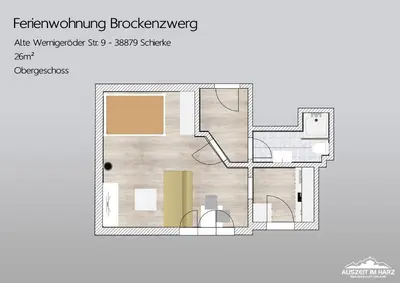 Grundriss der Unterkunft Auszeit-im-Harz Haus 1 Wohnung Brockenzwerg