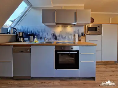 Küche/Küchenzeile in der Unterkunft Auszeit-im-Harz Haus 1 Wohnung Brockenspitze
