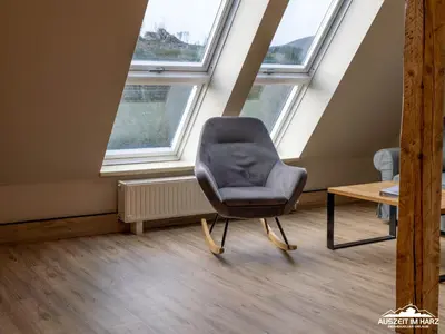 Ein Sitzbereich in der Unterkunft Auszeit-im-Harz Haus 1 Wohnung Brockenspitze
