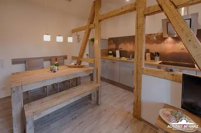 Küche/Küchenzeile in der Unterkunft Auszeit-im-Harz Haus 2 Wohnung 1