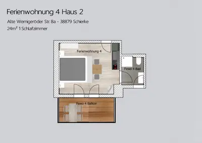 Grundriss der Unterkunft Auszeit-im-Harz Haus 2 Wohnung 4