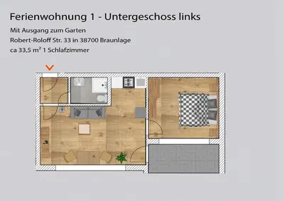 Grundriss der Unterkunft Auszeit-im-Harz Haus 3 Wohnung 1