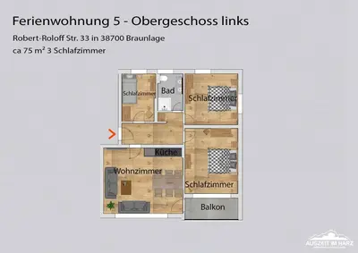 Grundriss der Unterkunft Auszeit-im-Harz Haus 3 Wohnung 5