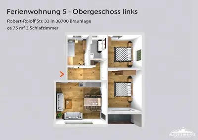 Grundriss der Unterkunft Auszeit-im-Harz Haus 3 Wohnung 5