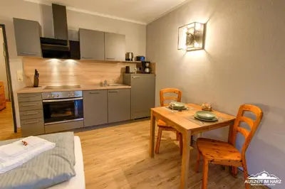 Küche/Küchenzeile in der Unterkunft Auszeit-im-Harz Haus 5 Wohnung 11