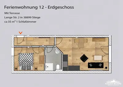Grundriss der Unterkunft Auszeit-im-Harz Haus 5 Wohnung 12