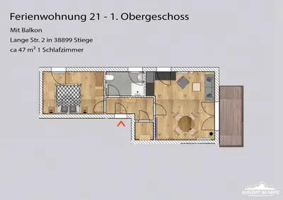 Grundriss der Unterkunft Auszeit-im-Harz Haus 5 Wohnung 21
