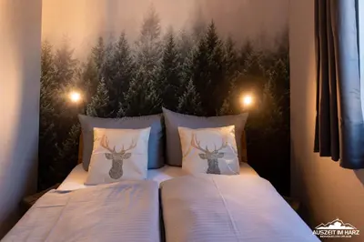 Ein Bett oder Betten in einem Zimmer der Unterkunft Auszeit-im-Harz Haus 5 Wohnung 22