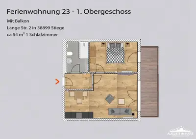 Grundriss der Unterkunft Auszeit-im-Harz Haus 5 Wohnung 23