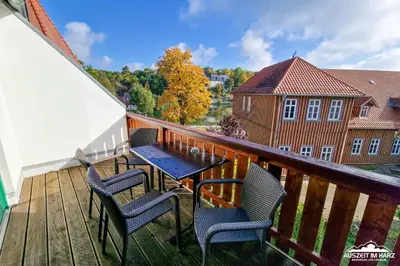 Ein Balkon oder eine Terrasse in der Unterkunft Auszeit-im-Harz Haus 5 Wohnung 35