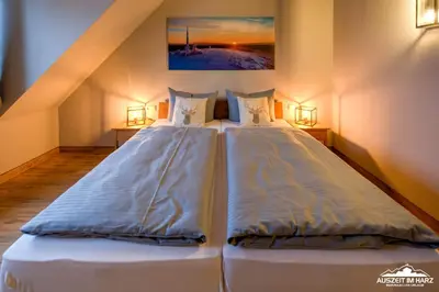 Ein Bett oder Betten in einem Zimmer der Unterkunft Auszeit-im-Harz Haus 5 Wohnung 37