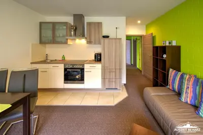 Küche/Küchenzeile in der Unterkunft Auszeit-im-Harz Haus 6 Wohnung 1