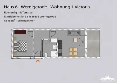 Grundriss der Unterkunft Auszeit-im-Harz Haus 6 Wohnung 1
