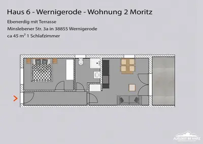 Grundriss der Unterkunft Auszeit-im-Harz Haus 6 Wohnung 2
