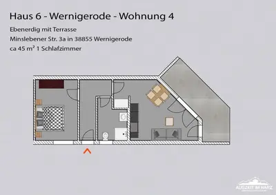 Grundriss der Unterkunft Auszeit-im-Harz Haus 6 Wohnung 4