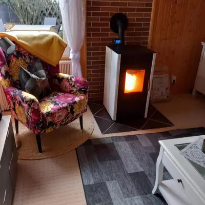 Ein Sitzbereich in der Unterkunft Bungalow kleine Auszeit