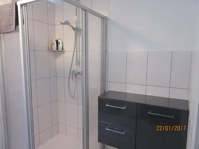 Ein Badezimmer in der Unterkunft FeWo Witt Annenburg