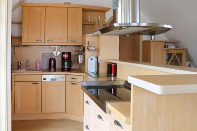 Küche/Küchenzeile in der Unterkunft Ferienwohnung -Villa Am Stadtpark- Blankenburg mit Balkon und Sauna