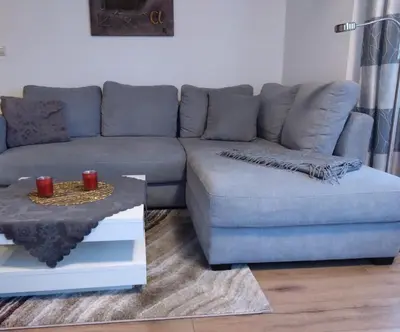 Ein Sitzbereich in der Unterkunft Ferienwohnung Turmeck