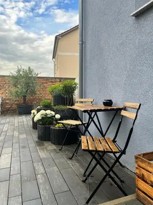 Ein Balkon oder eine Terrasse in der Unterkunft Große Wanderunterkunft am Hexentanzplatz U