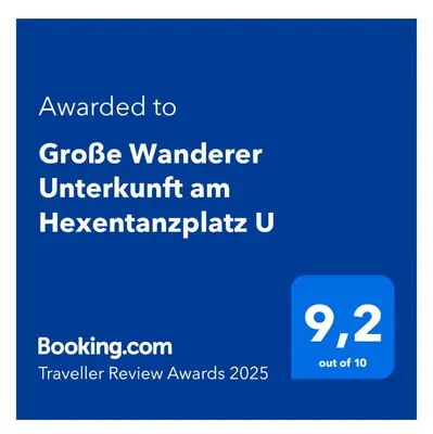 Ein Zertifikat, Auszeichnung, Logo oder anderes Dokument, das in der Unterkunft Große Wanderunterkunft am Hexentanzplatz U ausgestellt ist