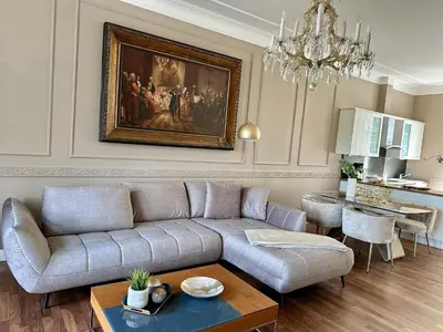 Ein Sitzbereich in der Unterkunft Villa Bellevue
