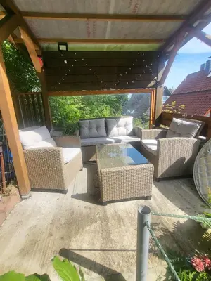 Ein Sitzbereich in der Unterkunft Apartment Waldkauz - Altenau