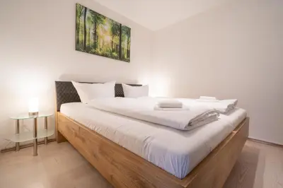 Ein Bett oder Betten in einem Zimmer der Unterkunft Bergblick