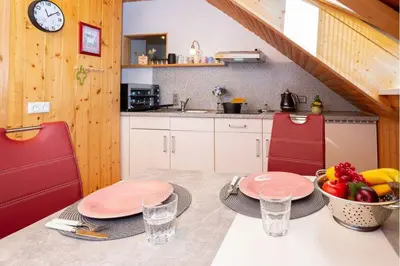 Küche/Küchenzeile in der Unterkunft Ferienwohnung Anemone mit Bergblick