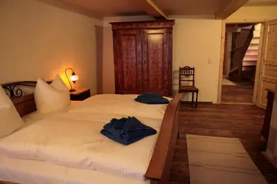 Ein Bett oder Betten in einem Zimmer der Unterkunft Kristallhaus anno 1438