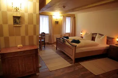 Ein Bett oder Betten in einem Zimmer der Unterkunft Kristallhaus anno 1438