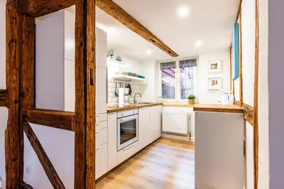 Küche/Küchenzeile in der Unterkunft Ferienwohnung Zuckerschnute